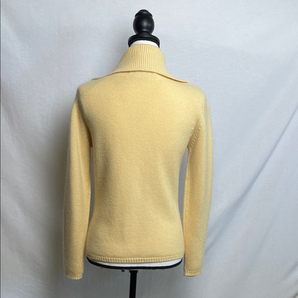 100% Cashmere knit Women's yellow Zip-Up Jacket 4 button pockets - Picture 5 of 17